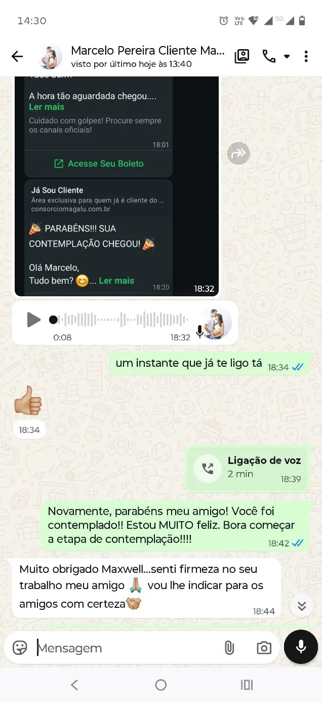 Marcelo — Contemplação WhatsApp Consórcio Magalu